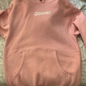 Oversized Pink Glossier Hoodie!! Never worn to big for me!
